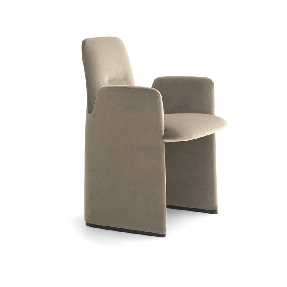 Modern Khaki Accent Chair with Velvet Upholstery & Solid Back window image