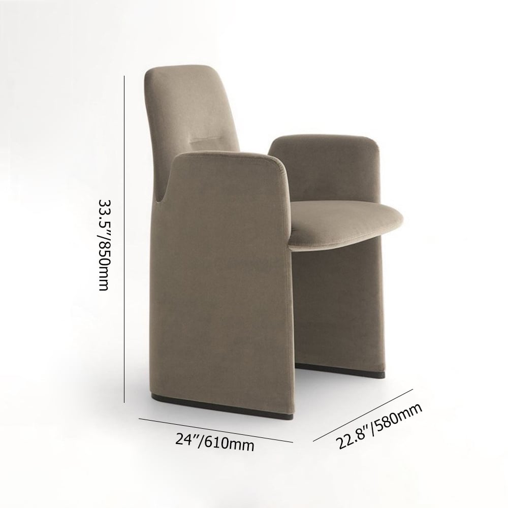 Modern Khaki Accent Chair with Velvet Upholstery & Solid Back window image