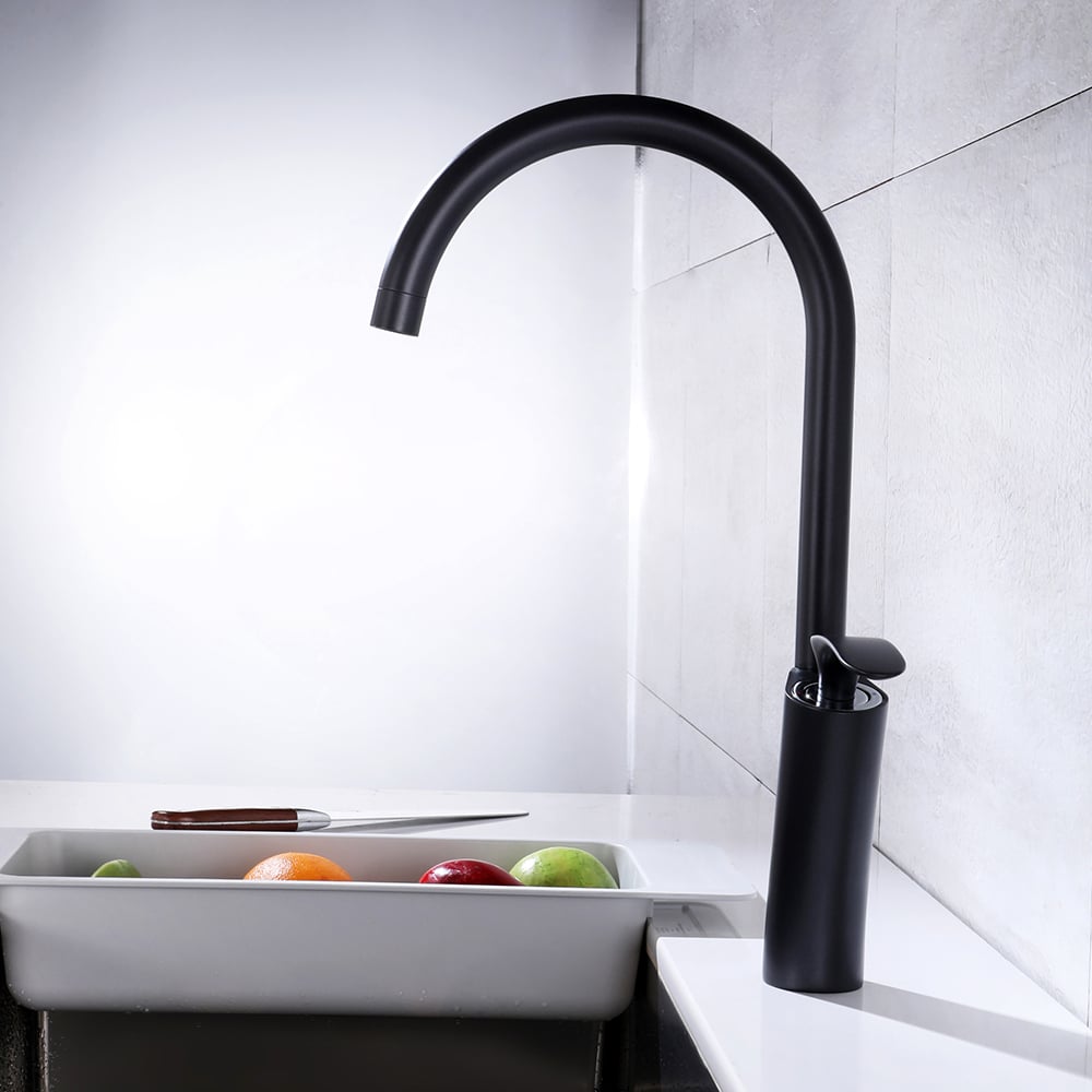 Single Lever Handle Kitchen Tap Mono Black Solid Brass window image
