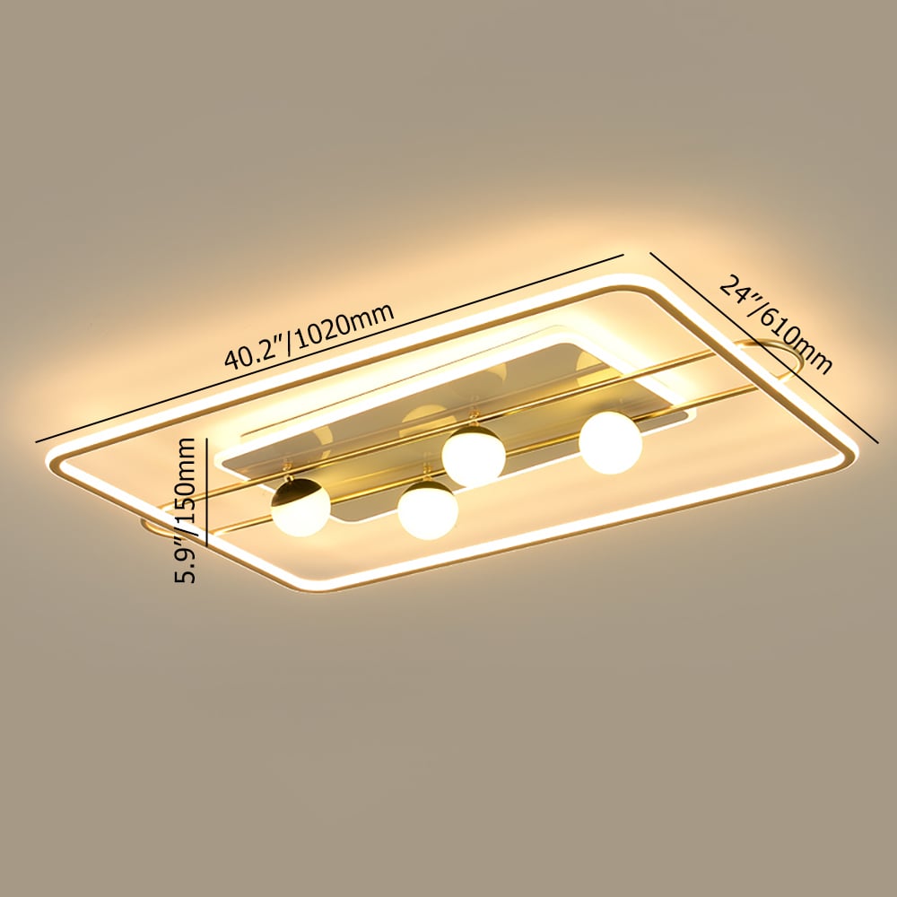 Modern White & Gold & Black Rectangle Flush Ceiling Mount Light window image