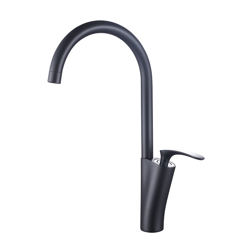 Single Lever Handle Kitchen Tap Mono Black Solid Brass window image