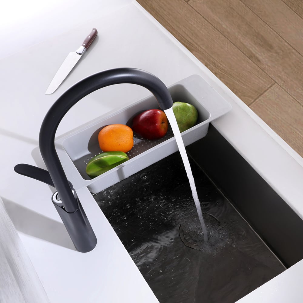 Single Lever Handle Kitchen Tap Mono Black Solid Brass window image