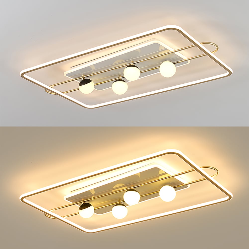 Modern White & Gold & Black Rectangle Flush Ceiling Mount Light window image