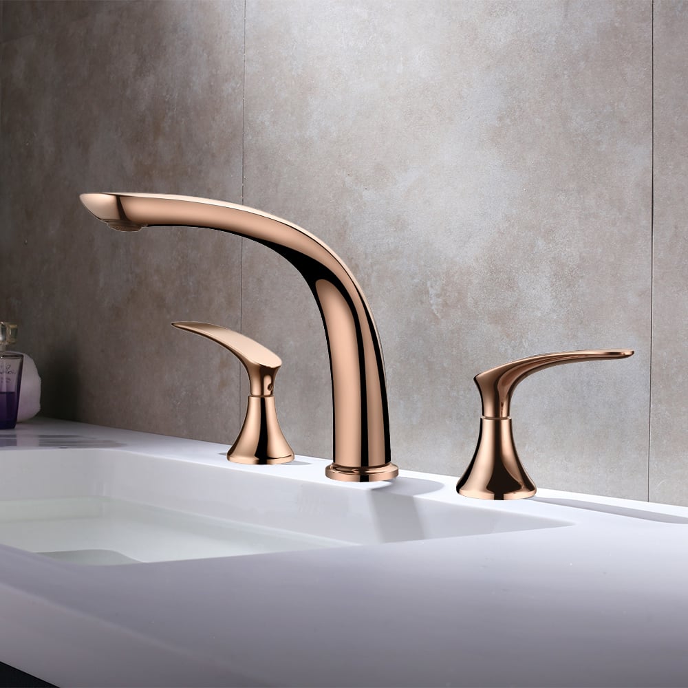 Aerated Spout 3-Hole Bathroom Basin Tap Solid Brass window image