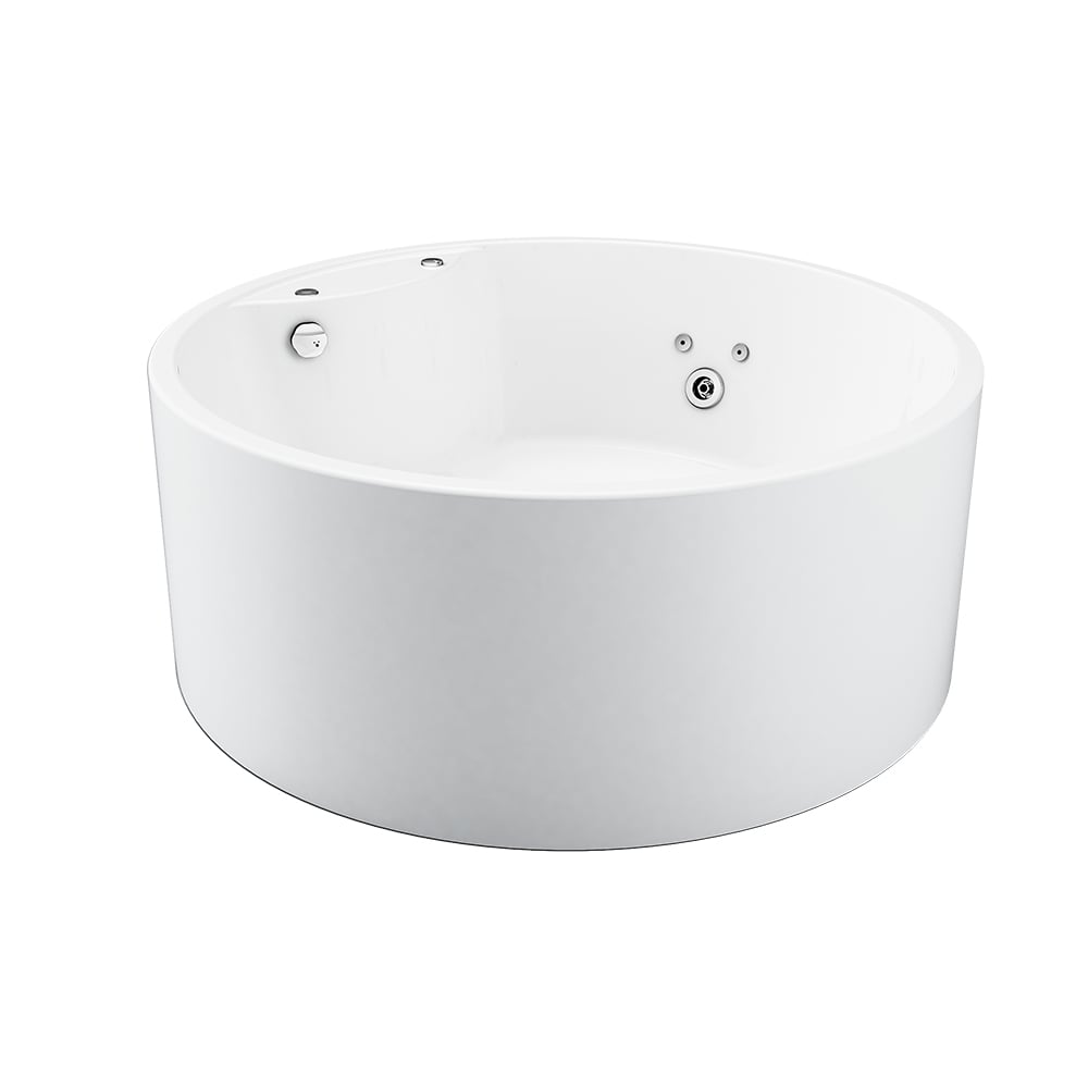Baignoire ronde autoportante en acrylique microsoie 1500mm avec massage en blanc brillant image de fenêtre