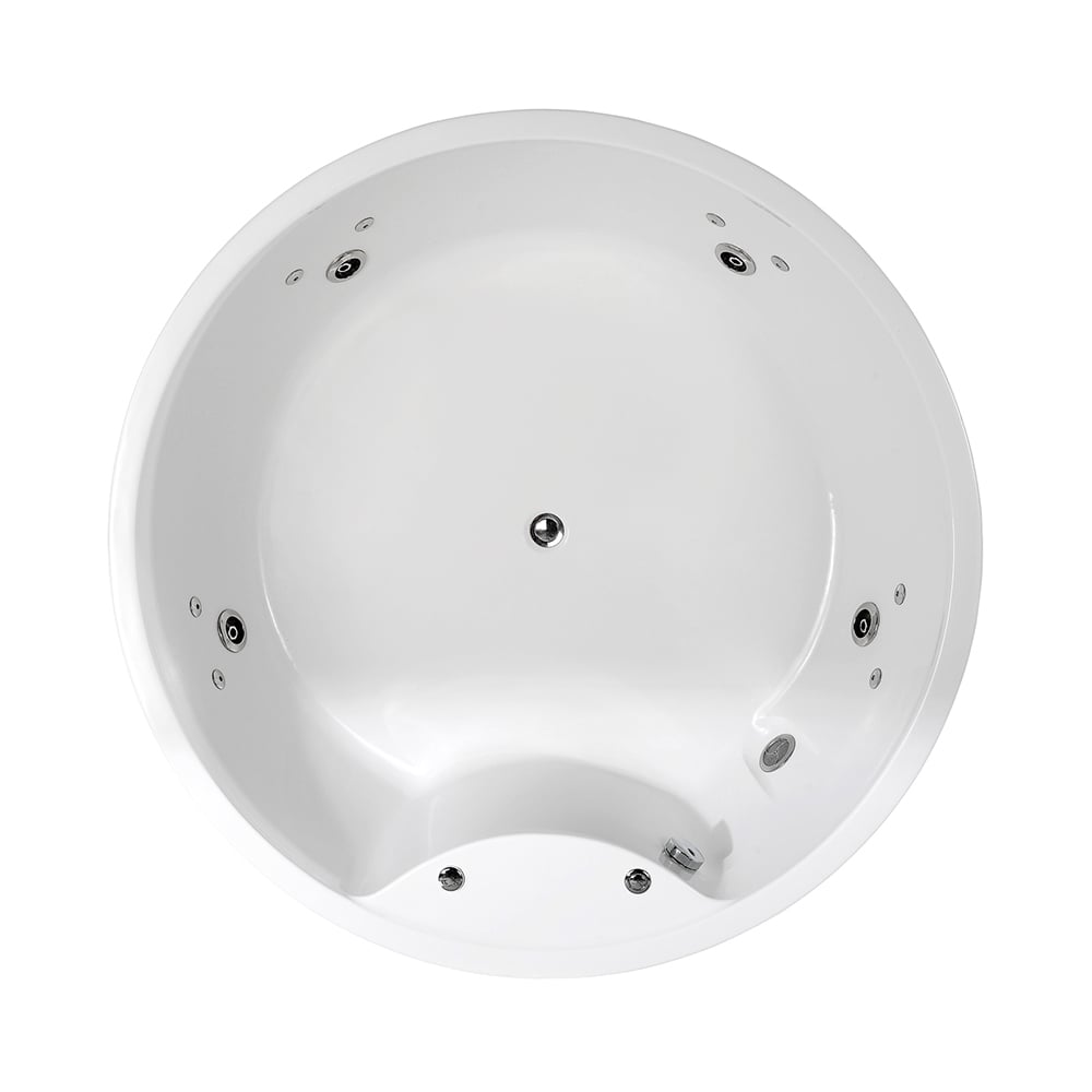 Baignoire ronde autoportante en acrylique microsoie 1500mm avec massage en blanc brillant image de fenêtre