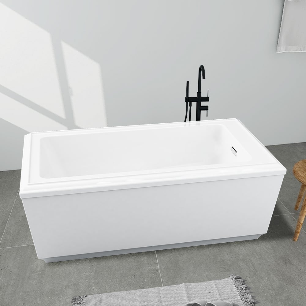 1650mm MicroSilk Acryl vrijstaand rechthoekig bad in glanzend wit Vensterafbeelding