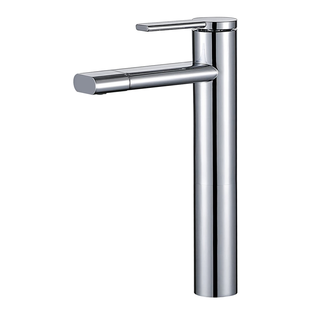 360° Rotate Spout Brass Single Hole Bathroom Vessel Sink Faucet in Chrome window image