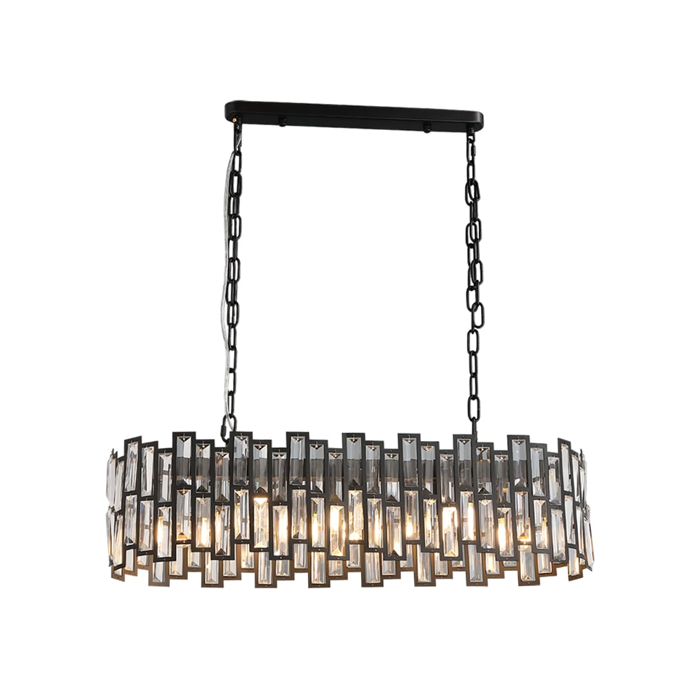 Modern Geometric Crystal Island Light 8-Light with Black Adjustable Chains window image