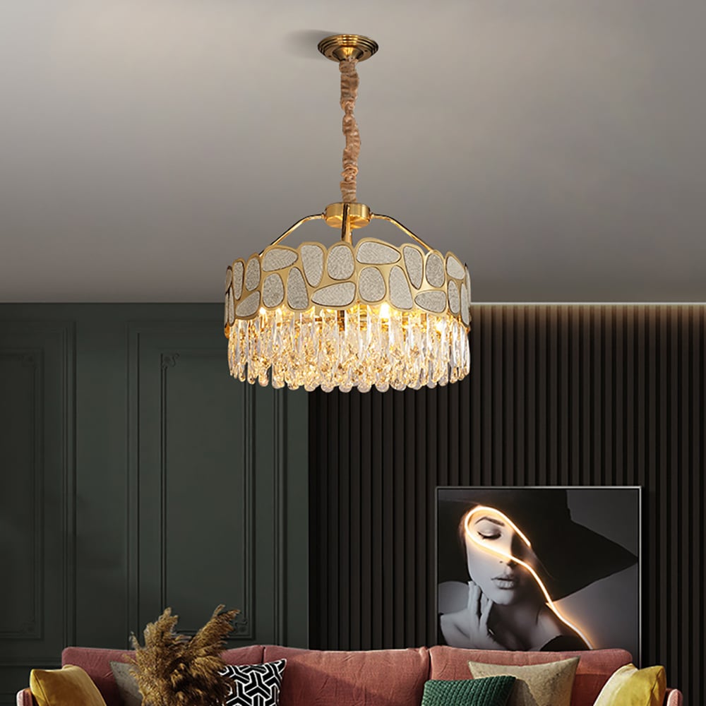 Lámpara moderna de cristal de 10 luces con cadena ajustable imagen de ventana