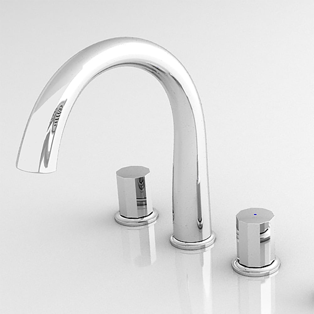 Chrome 3-Hole Bath Tap Solid Brass Double Knobs window image