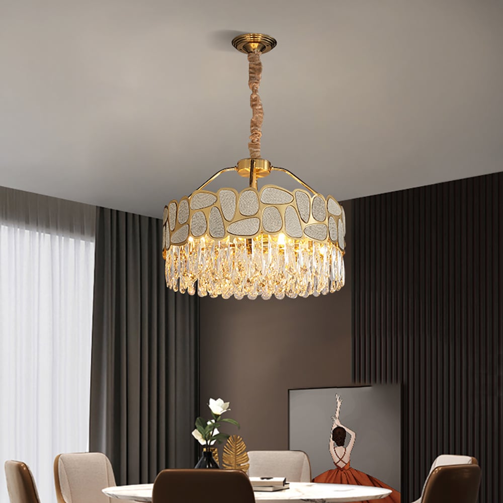 Lámpara moderna de cristal de 10 luces con cadena ajustable imagen de ventana