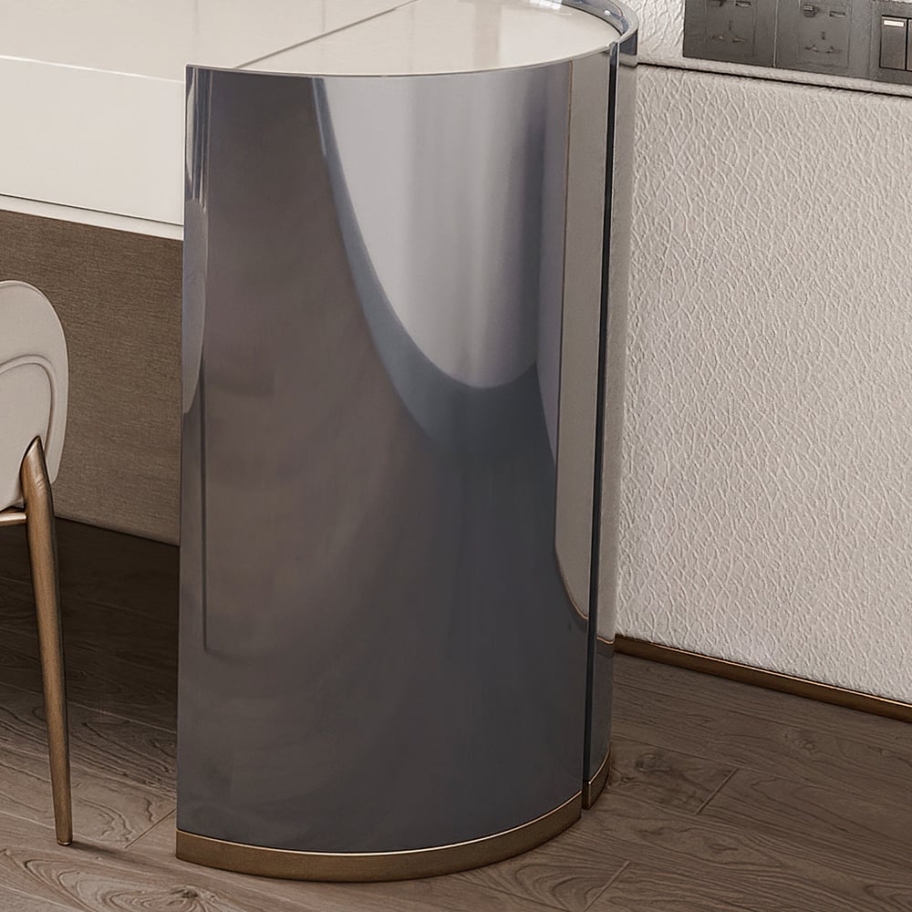 Miroir de coiffeuse à rabat moderne inclus en blanc et gris foncé image de fenêtre