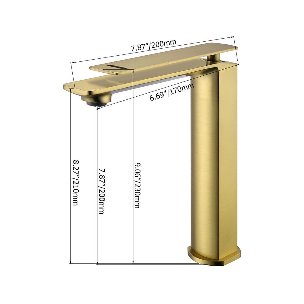 Single Hole Bathroom Sink Faucet Single Handle Solid Brass in Brushed Gold window image