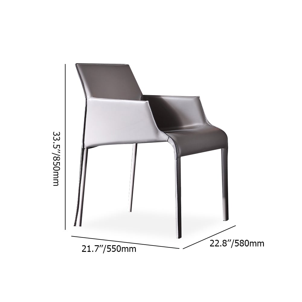 Modern Grey Armless Saddle Leather Dining Chair with Metal legs window image