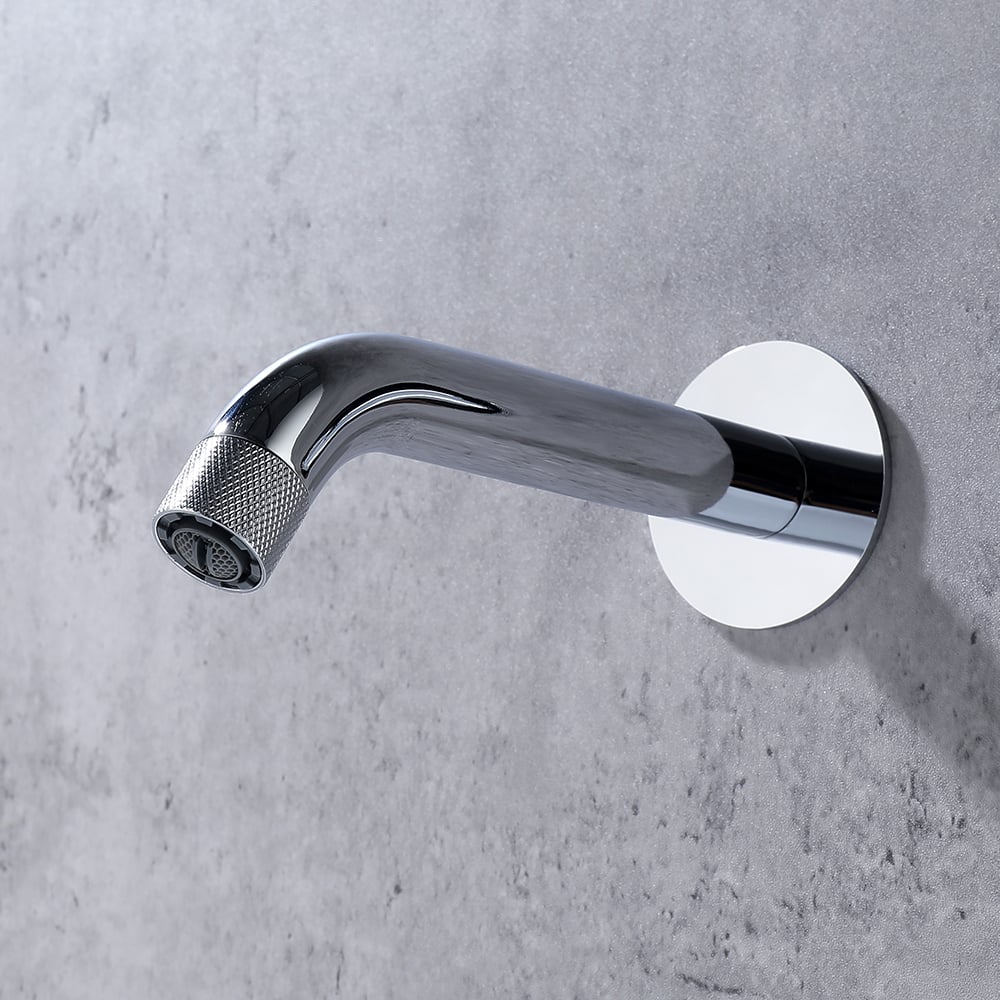 Wall-mounted Brass Bathroom Basin Tap Rotate Spout in Chrome window image