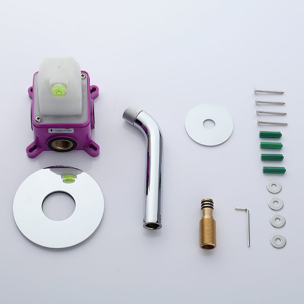 Wall-mounted Brass Bathroom Basin Tap Rotate Spout in Chrome window image