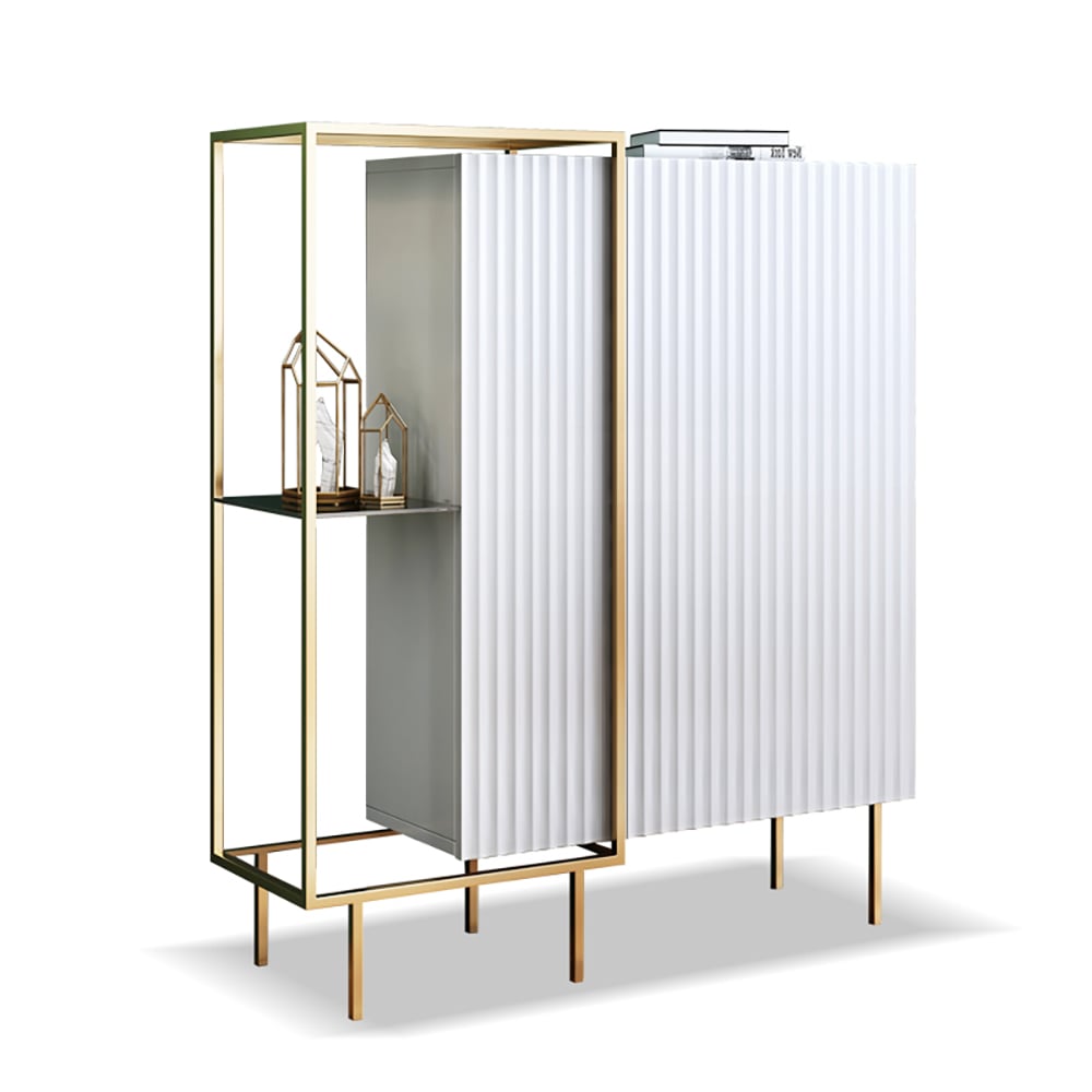 Vitrine blanche contemporaine avec portes et rangement ouvert image de fenêtre