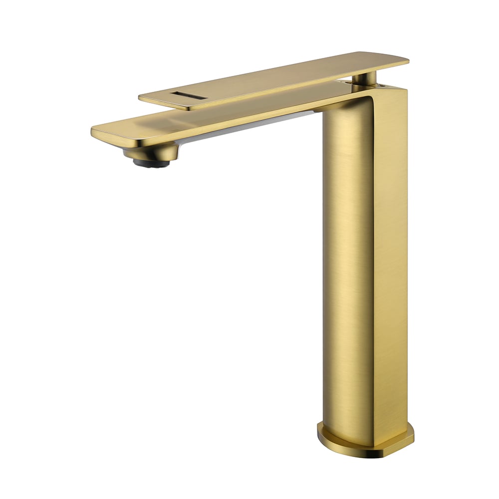 Single Hole Bathroom Sink Faucet Single Handle Solid Brass in Brushed Gold window image