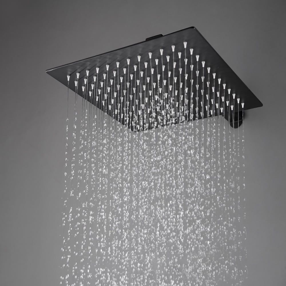 Wall-Mounted 20" Shower System in Matte Black 3-Function Thermostatic window image