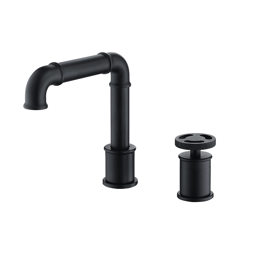 Industrial Brass Widespread Bathroom Sink Faucet in Black