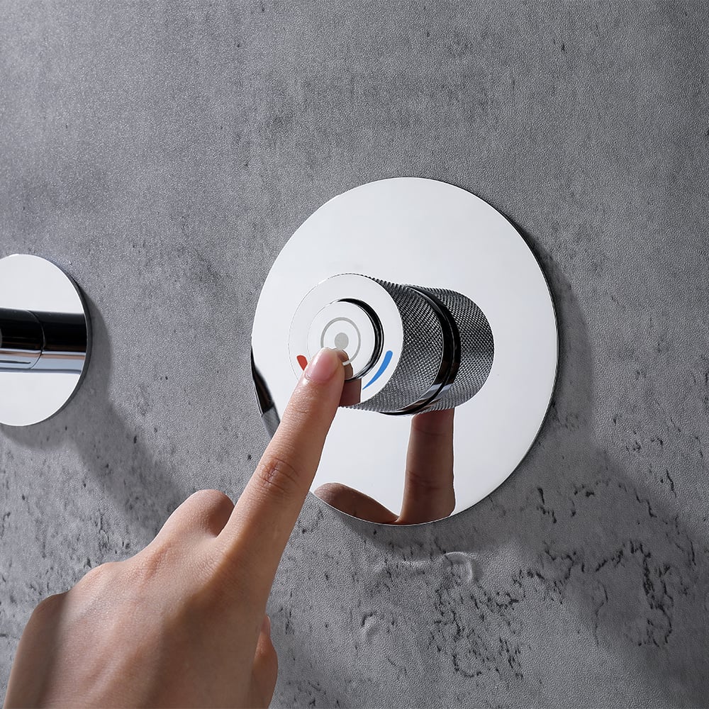 Wall-mounted Brass Bathroom Basin Tap Rotate Spout in Chrome window image