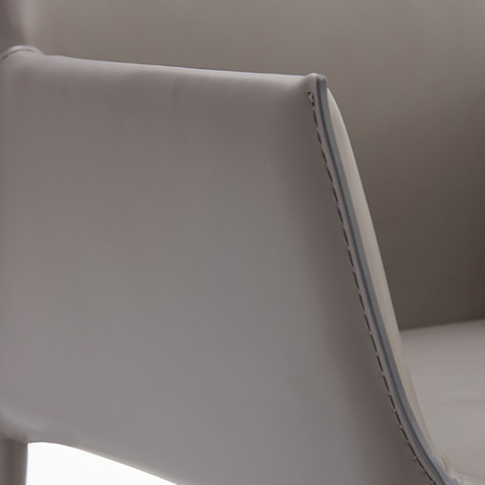 Modern Grey Armless Saddle Leather Dining Chair with Metal legs window image