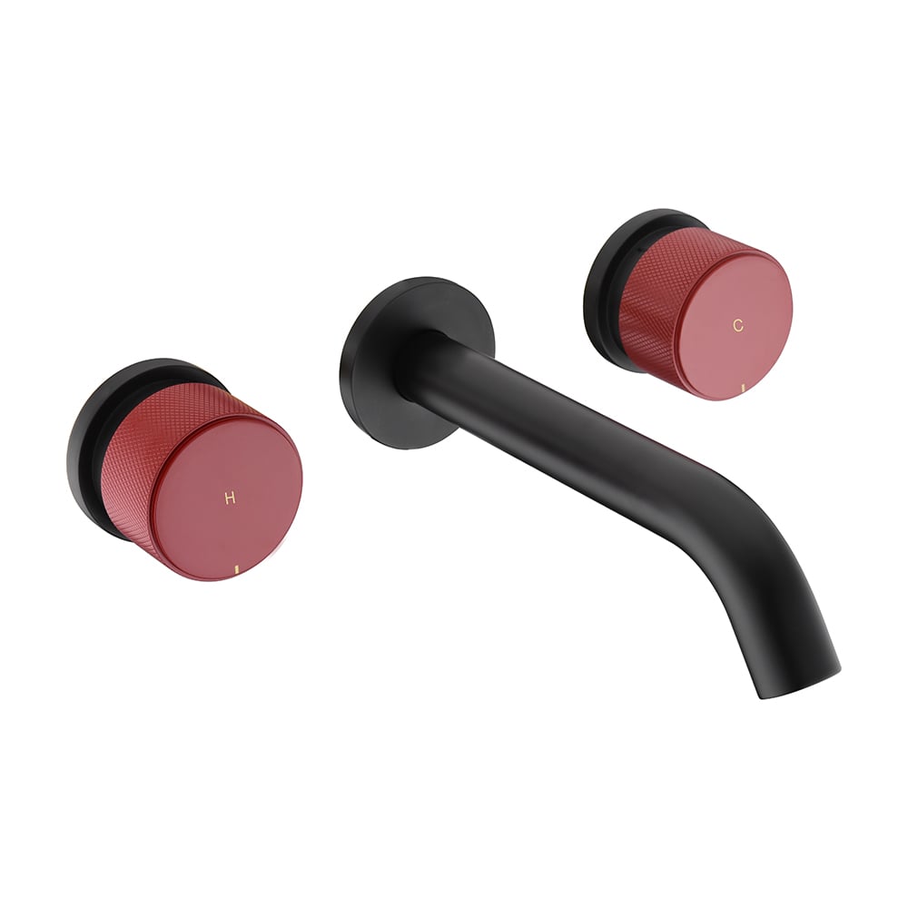 Brass Wall-mounted Double Knobs Bathroom Sink Faucet window image