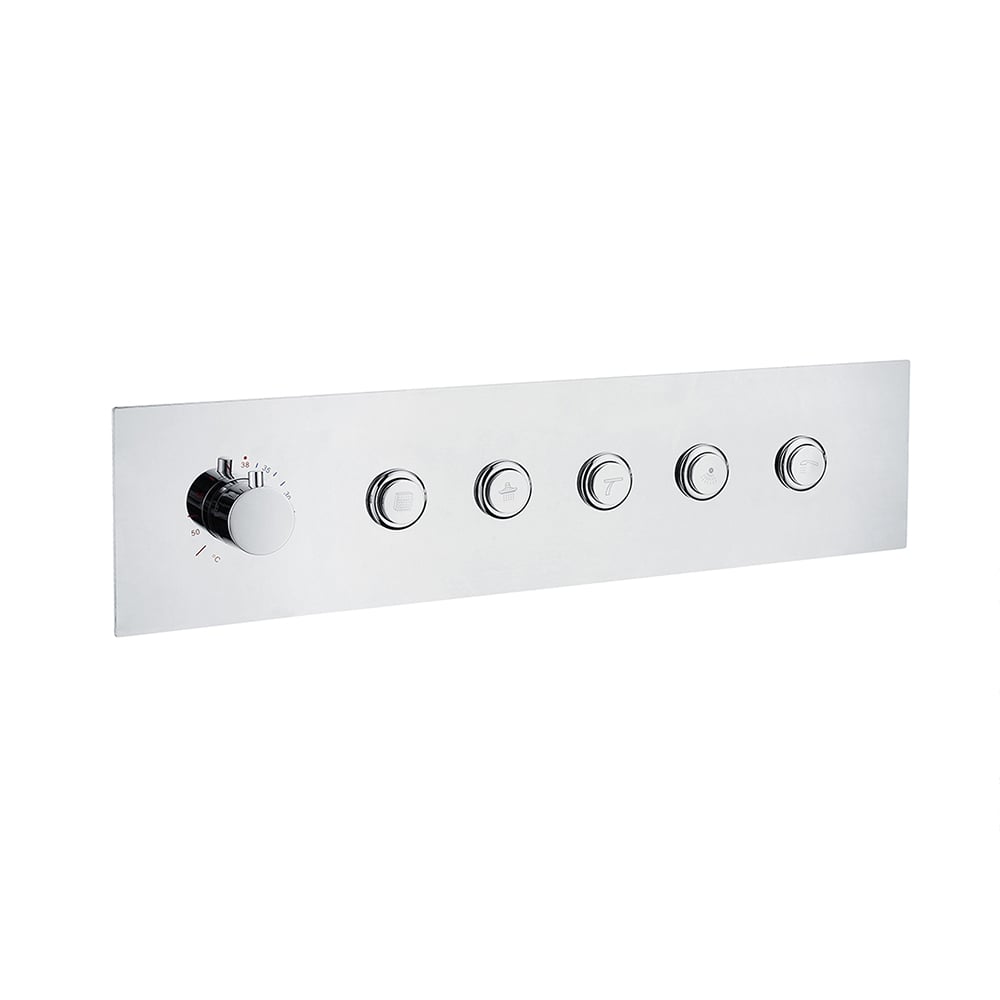 5-Function Push Buttons Thermostatic Trim Smart Control Shower Diverter Chrome Finish window image