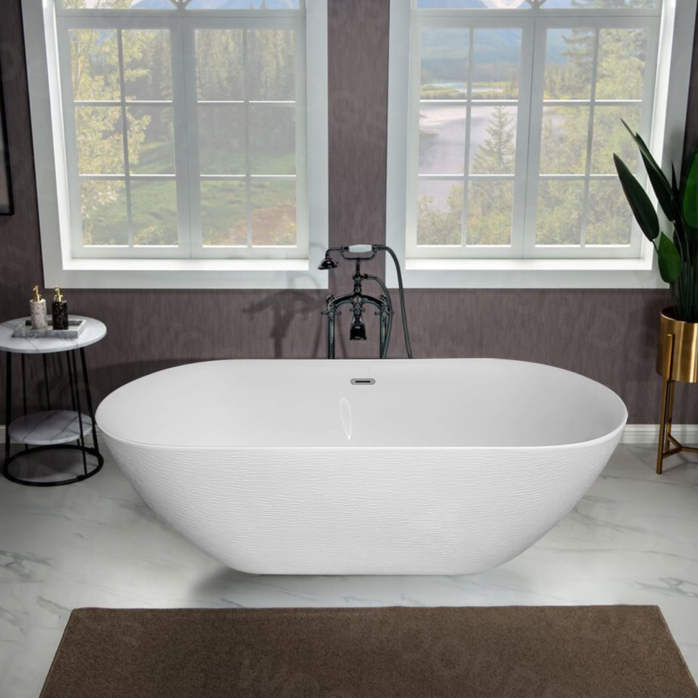 1650mm acryl ovaal vrijstaand modern ligbad in wit Vensterafbeelding