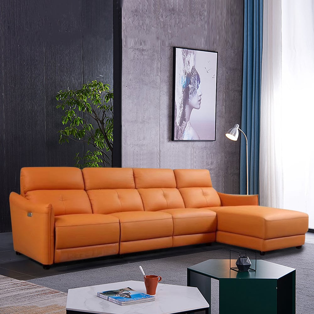 Faux lederen sectionele bank elektrische liggende thuisbioscoop rij zitplaatsen met chaise Vensterafbeelding