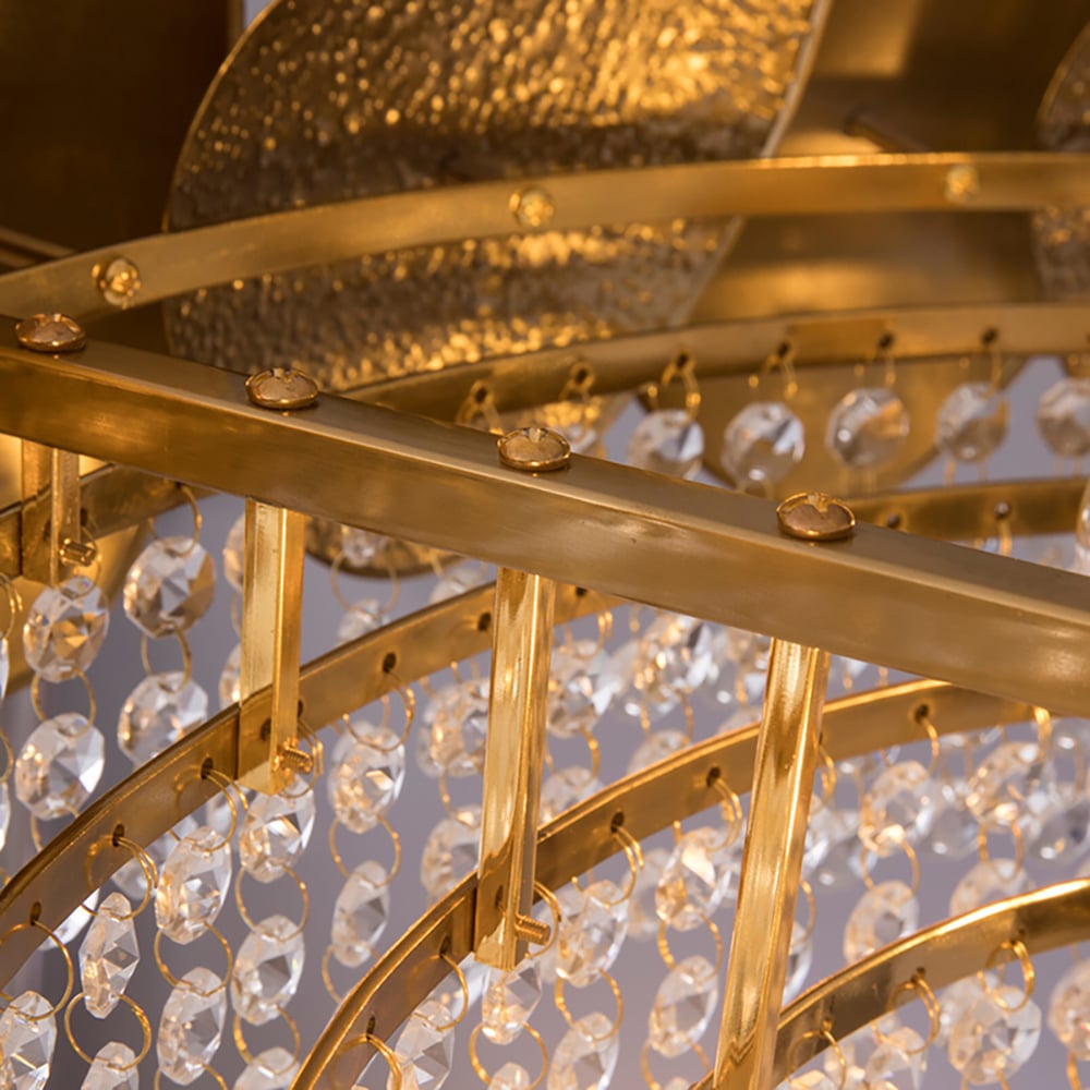 Crystal Raindrop Kitchen Island Light with Creative Golden Egg Shade window image