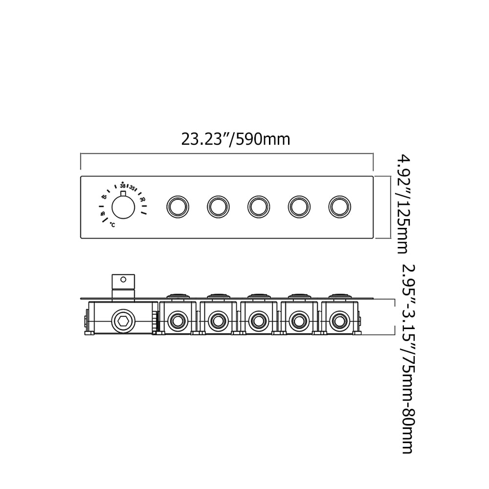 5-Function Push Buttons Thermostatic Trim Smart Control Shower Diverter Chrome Finish window image