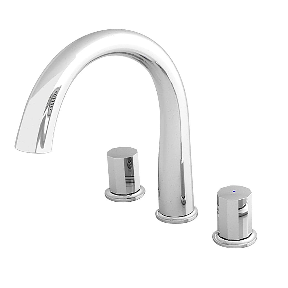 Chrome 3-Hole Bath Tap Solid Brass Double Knobs window image