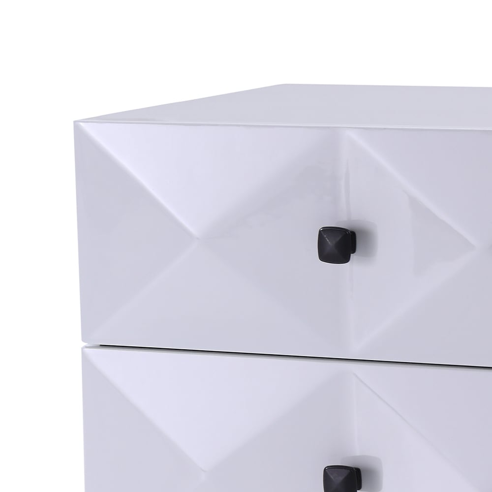 Contemporary White Bedroom Nightstand in Rhomboid Style with Drawers window image