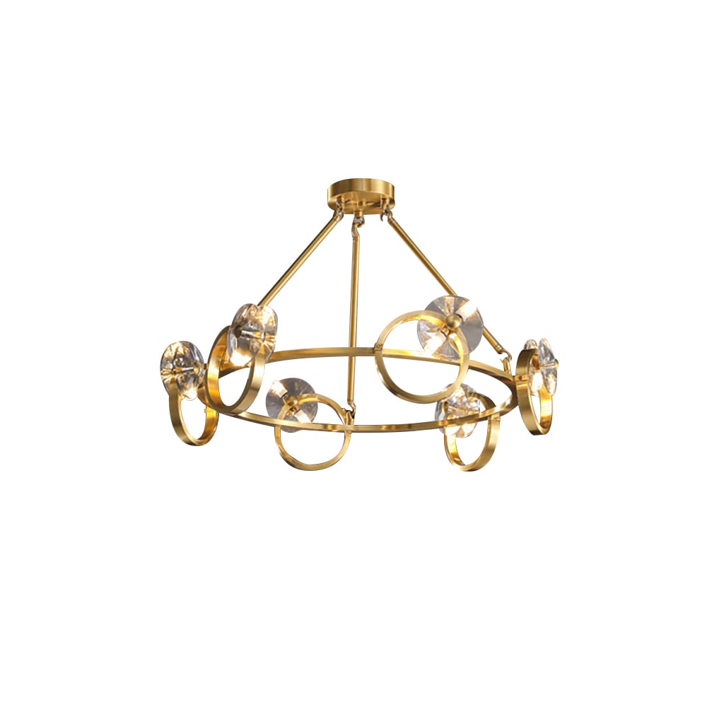 Postmodern 16-Light Gold Ring Crystal Chandelier with Adjustable Chain window image