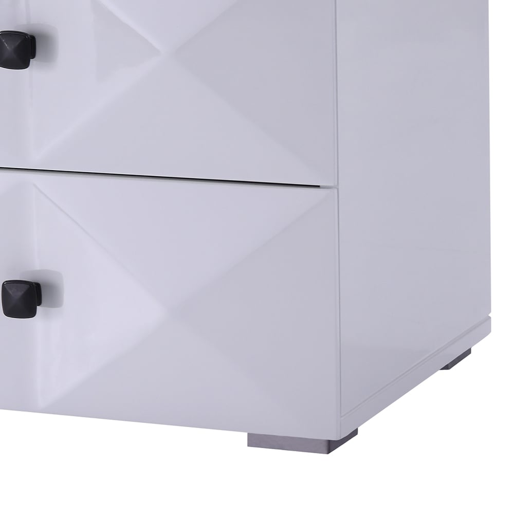 Contemporary White Bedroom Nightstand in Rhomboid Style with Drawers window image