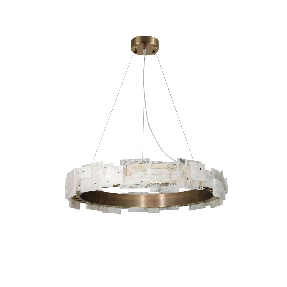 Lámpara LED de círculo de latón moderna con pantalla de patrón de nube imagen de ventana