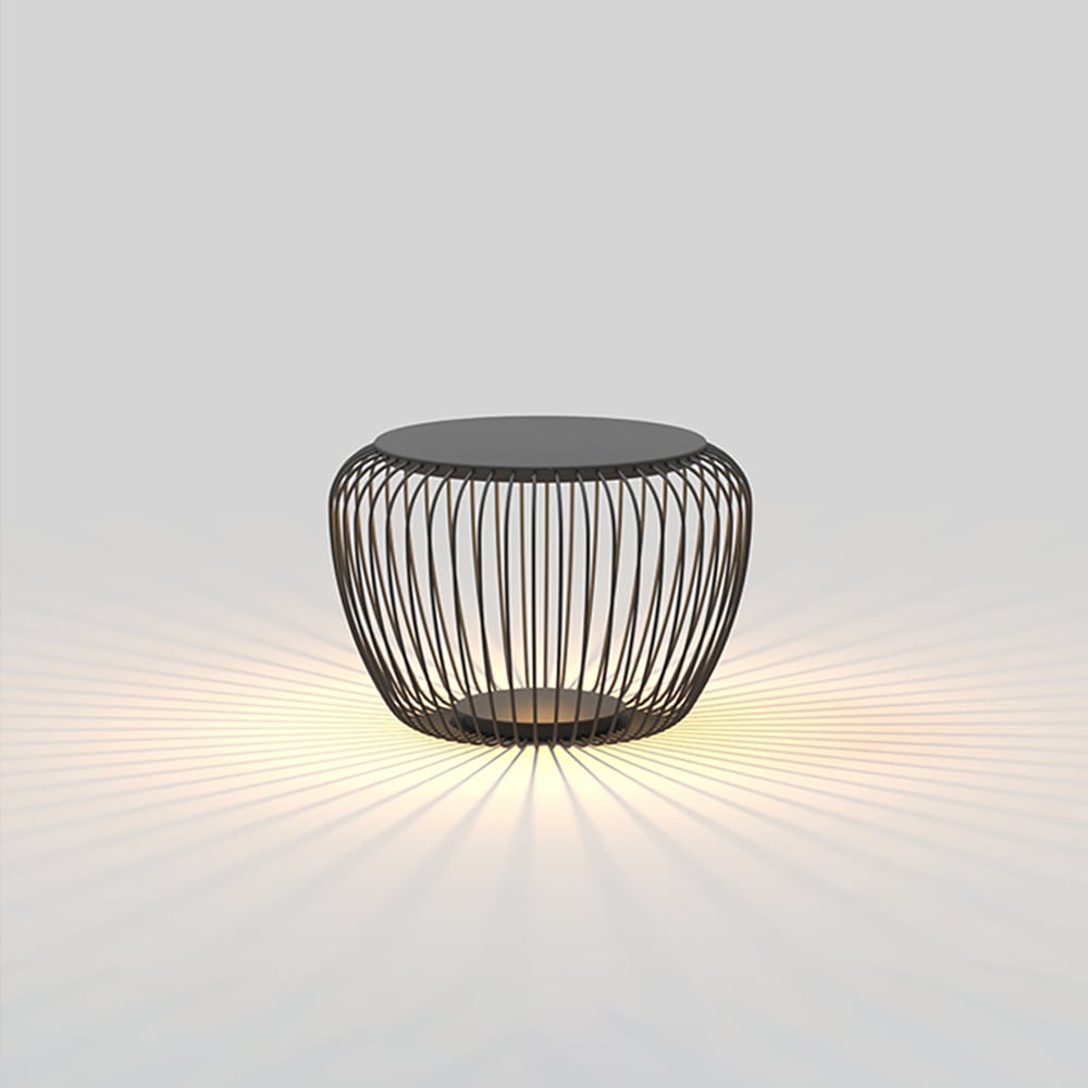 Moderne 460 mm grijze roestvrijstalen waterdichte stalen tuinkruk met LED Vensterafbeelding