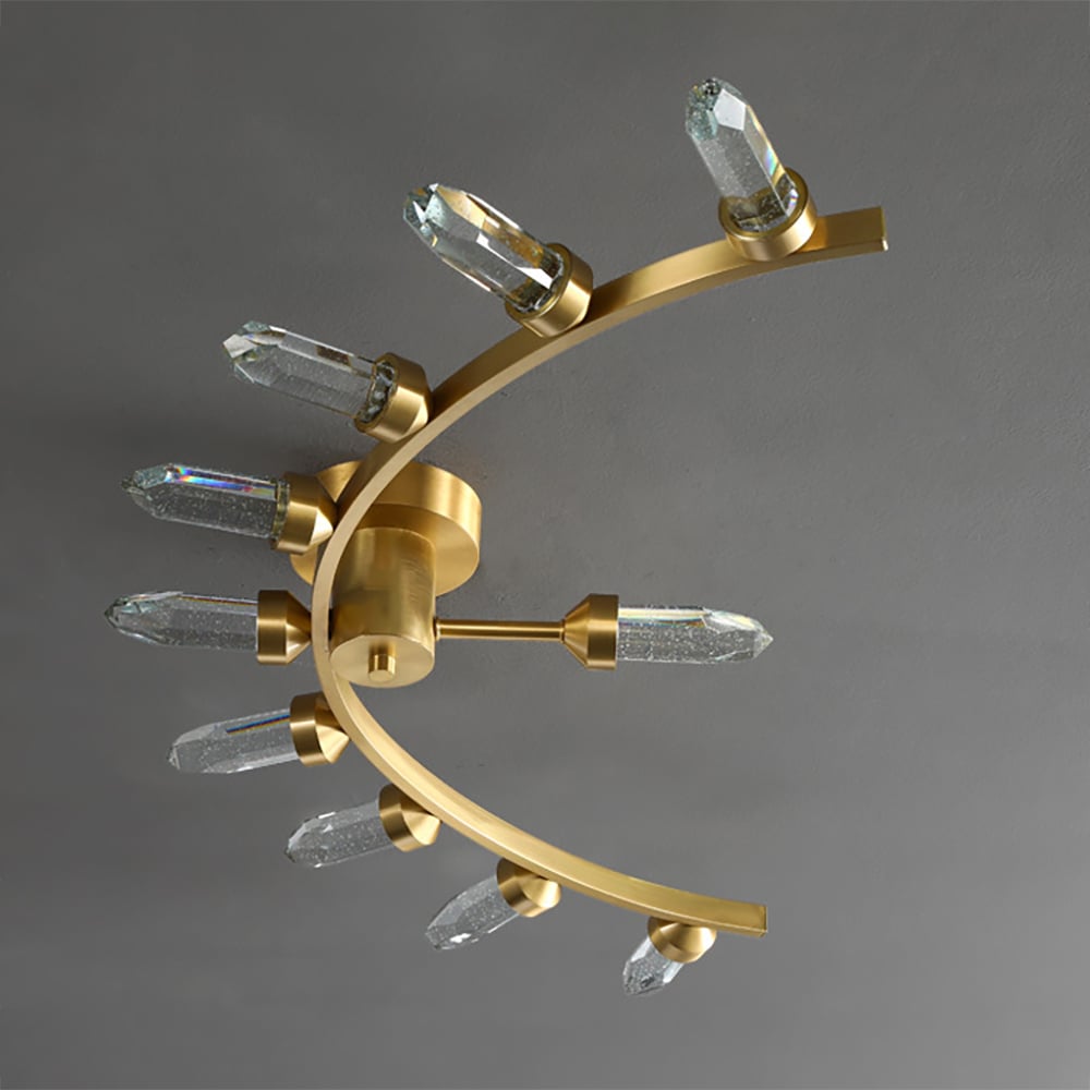 Modern Gold 10-Light Bubble Column Crystal Semi-Flush Mount Ceiling Light window image