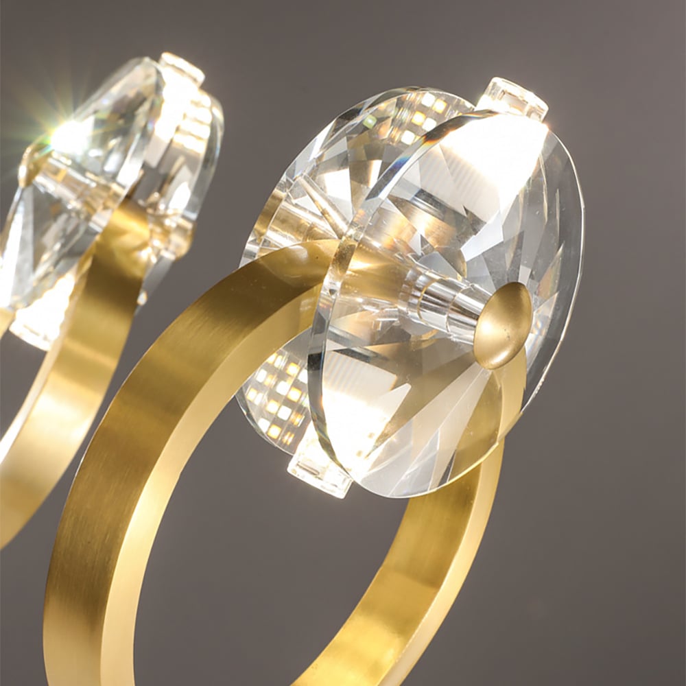 Postmodern 16-Light Gold Ring Crystal Chandelier with Adjustable Chain window image