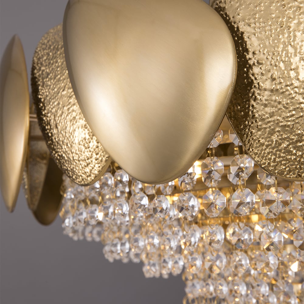 Crystal Raindrop Kitchen Island Light with Creative Golden Egg Shade window image