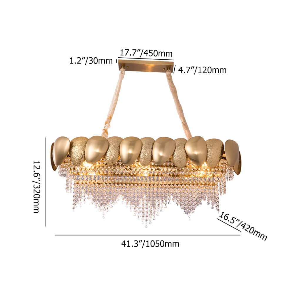 Crystal Raindrop Kitchen Island Light with Creative Golden Egg Shade window image