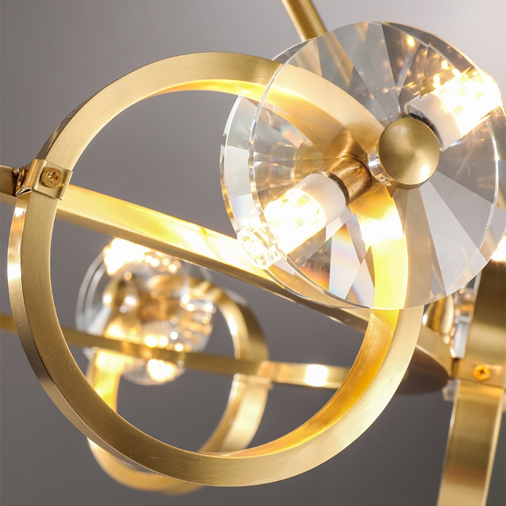 Postmodern 16-Light Gold Ring Crystal Chandelier with Adjustable Chain window image