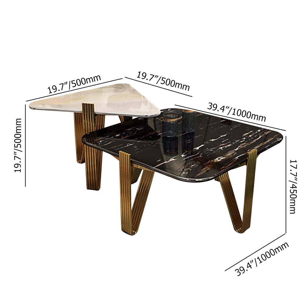 2 Pieces Light Luxury Nesting Coffee Table Set with Stainless Steel Base window image