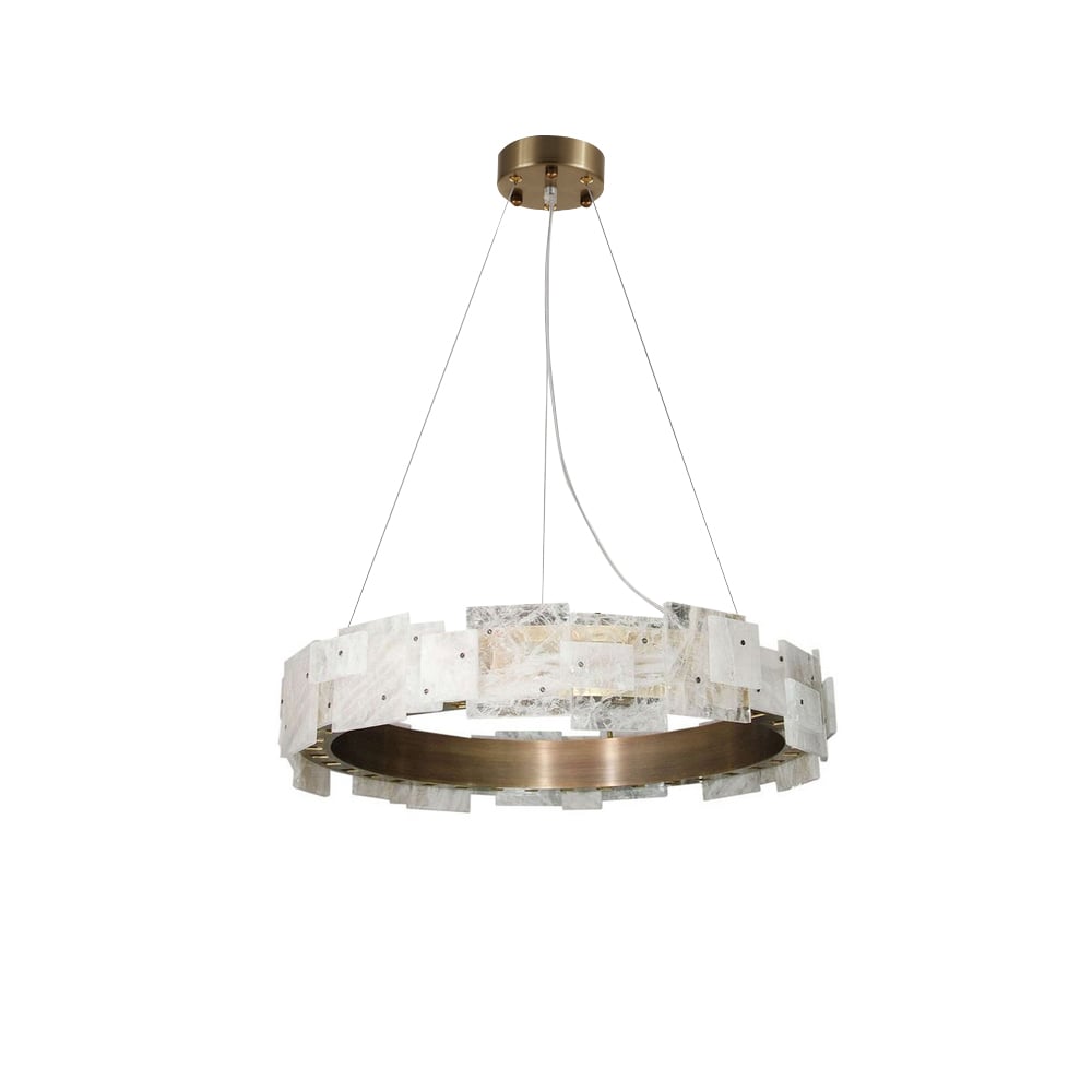 Lámpara LED de círculo de latón moderna con pantalla de patrón de nube imagen de ventana