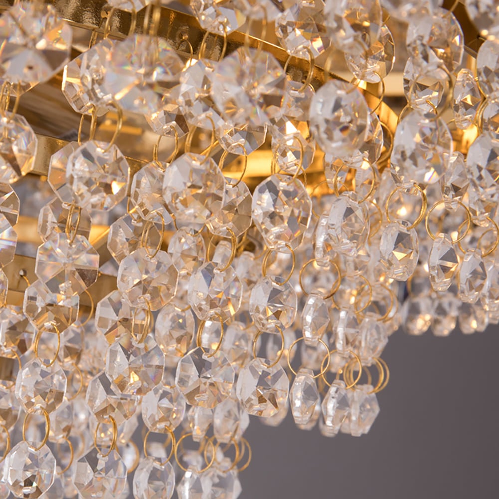 Crystal Raindrop Kitchen Island Light with Creative Golden Egg Shade window image