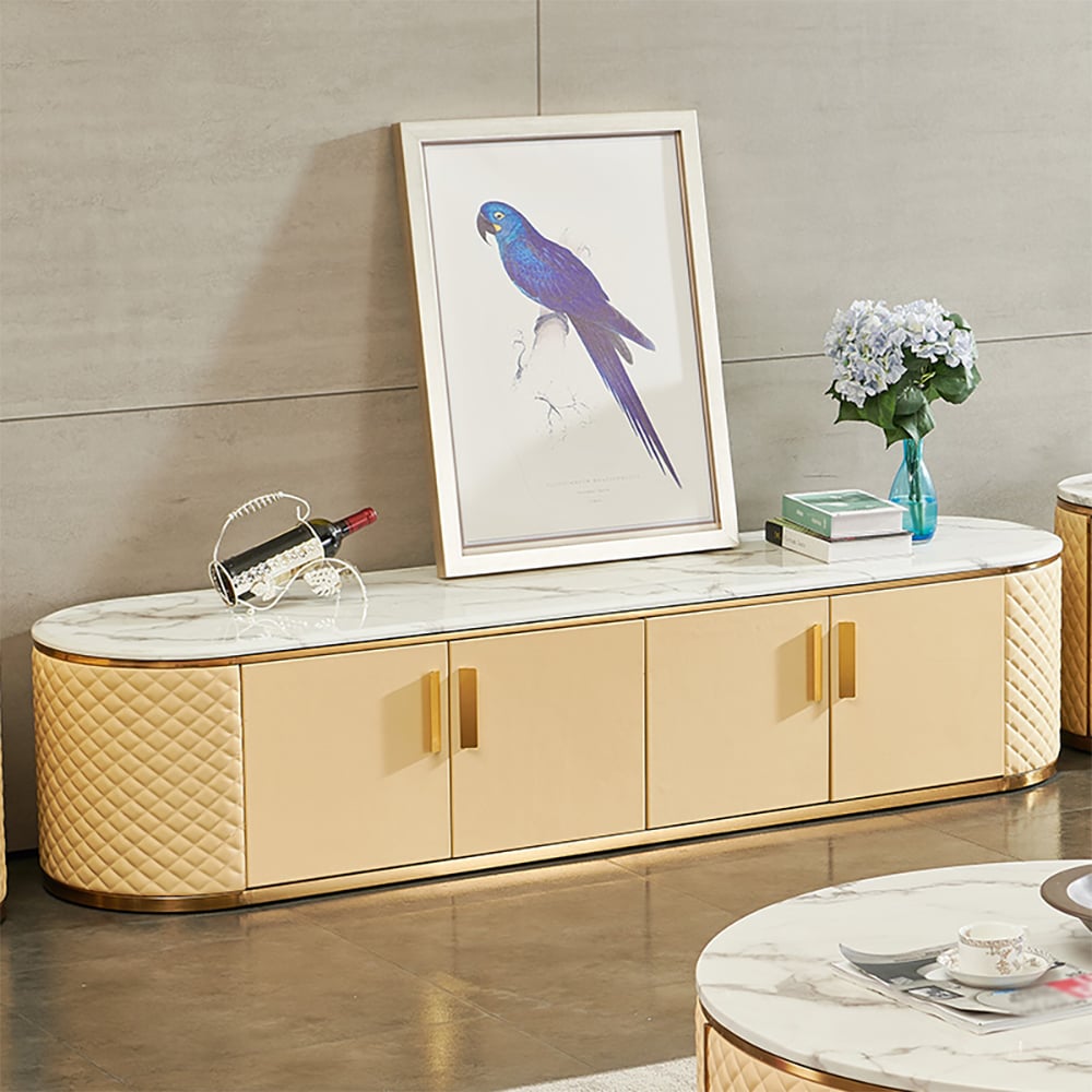 2 Pieces Light Luxury Coffee Table & TV Stand Set with Storages window image