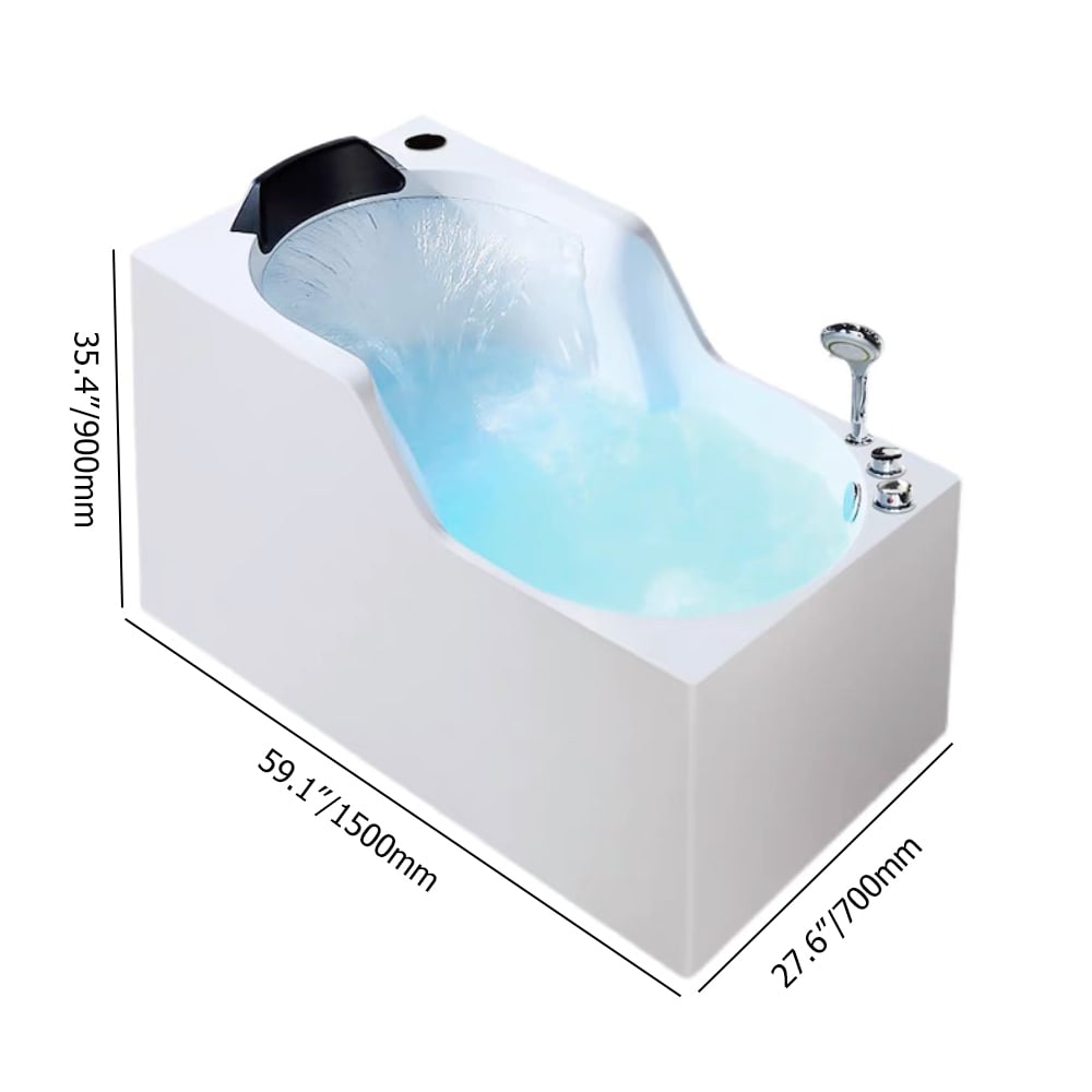 59'' Acrylic Acupuncture and Surf Massage Bathtub with Seat in White window image