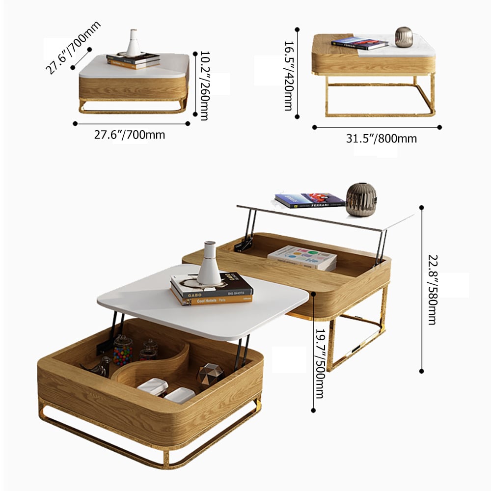 Mehrzweck Lift-Up Nesting Couchtisch Set, ausziehbar mit reichlich Stauraum Schaufensterbilder